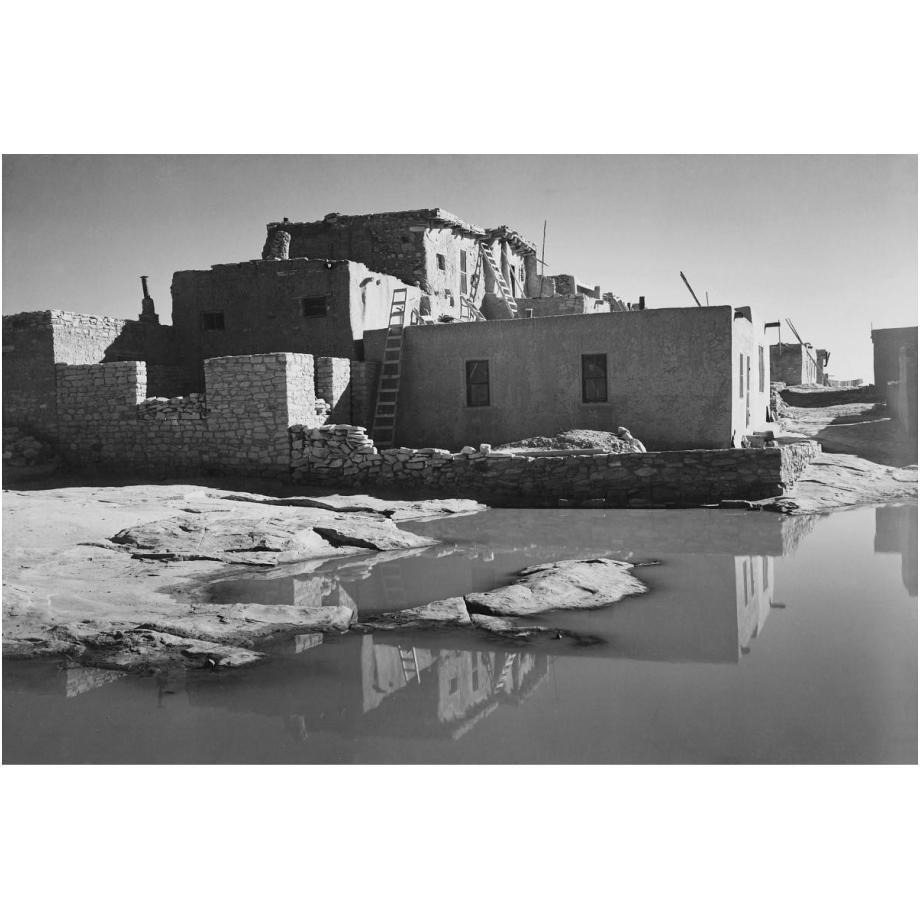 Adobe House with Water in Foreground - Acoma Pueblo, New Mexico - National Parks and Monuments, ca. 1933-1942-Paper Art-24&quotx17"