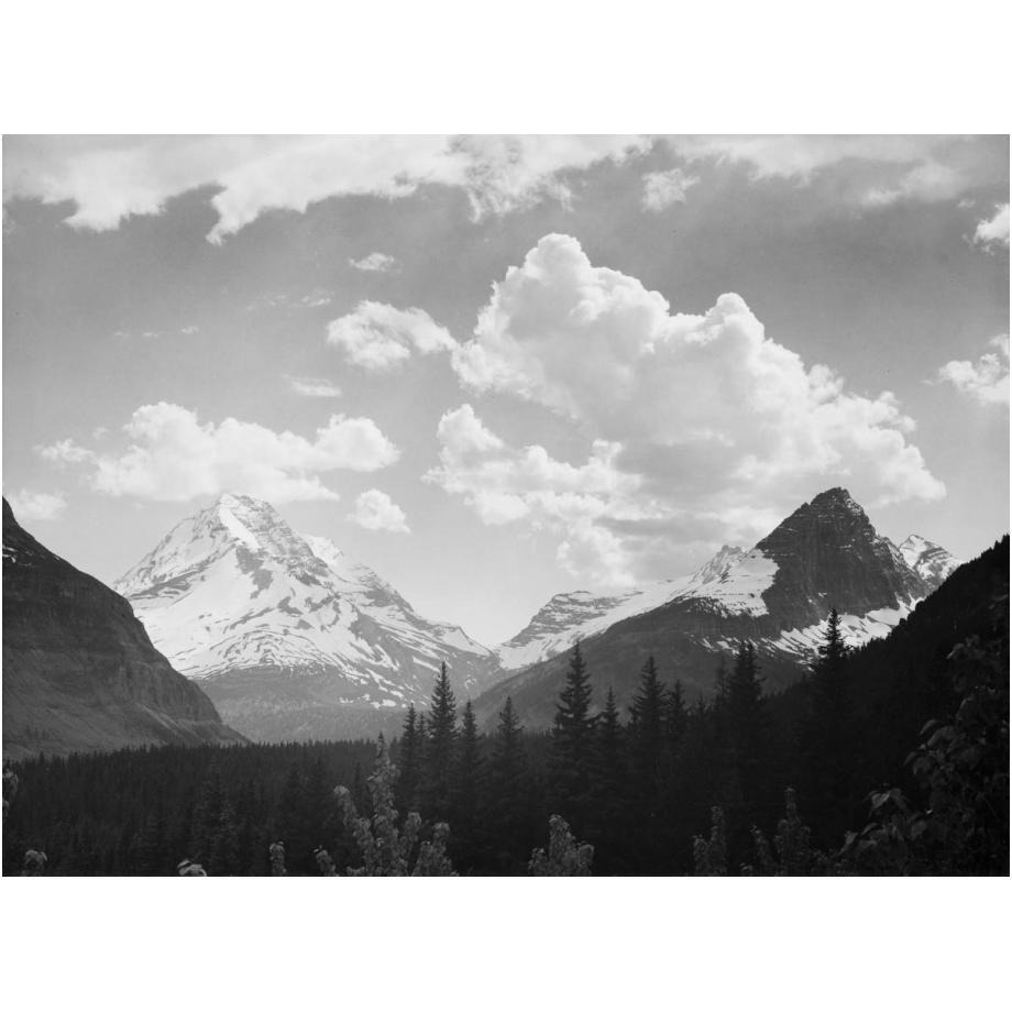 Mountains and Clouds, Glacier National Park, Montana - National Parks and Monuments, 1941-Paper Art-24&quotx18"