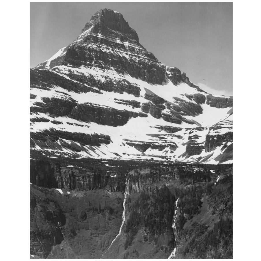 Snow Covered Mountain Glacier National Park, Montana - National Parks and Monuments, 1941-Paper Art-15&quotx18"
