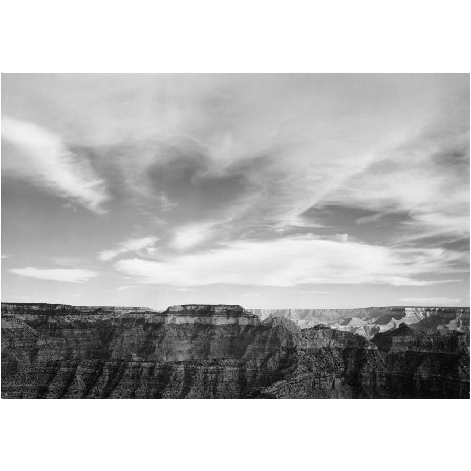 Canyon edge, low horizon, clouded sky, Grand Canyon National Park, Arizona, 1941-Paper Art-24&quotx17"