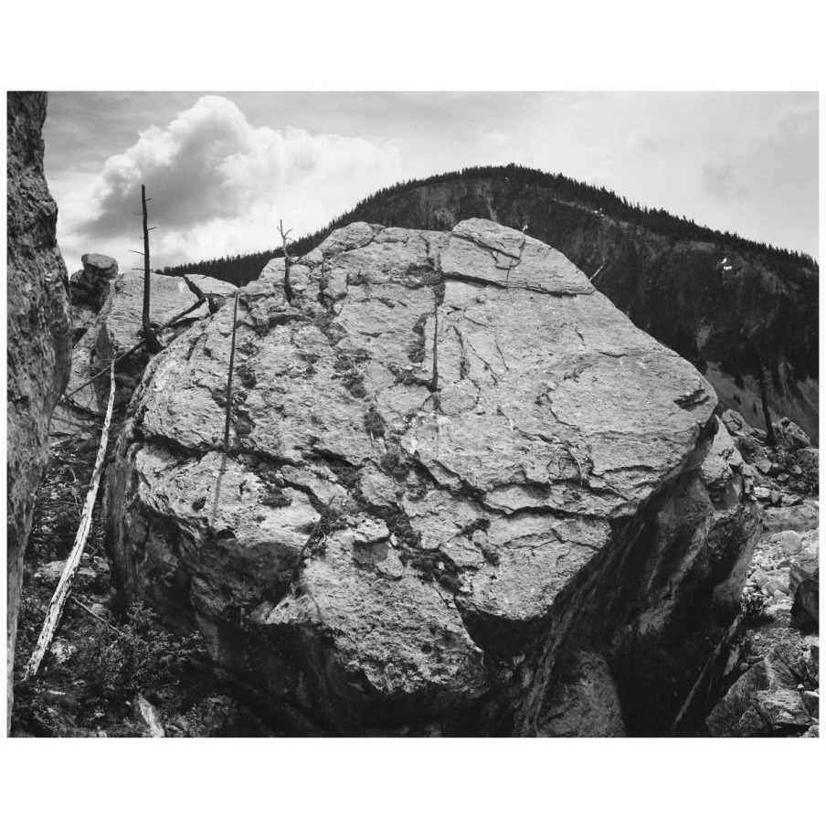 Boulder with hill in background, Rocks at Silver Gate, Yellowstone National Park, Wyoming, ca. 1941-1942-Paper Art-18&quotx15"