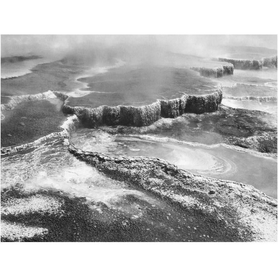 Aerial view of Jupiter Terrace, Yellowstone National Park, Wyoming ca. 1941-1942-Paper Art-24&quotx19"