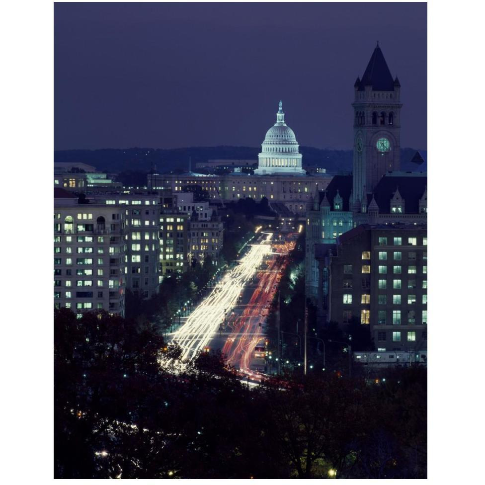 Dusk view of Pennsylvania Avenue, America's Main Street in Washington, D.C.-Paper Art-38&quotx50"