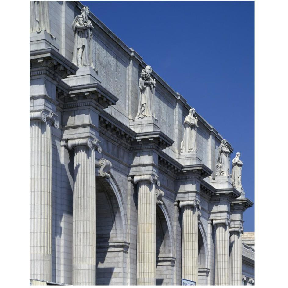 Union Station facade and sentinels, Washington, D.C.-Paper Art-24&quotx30"