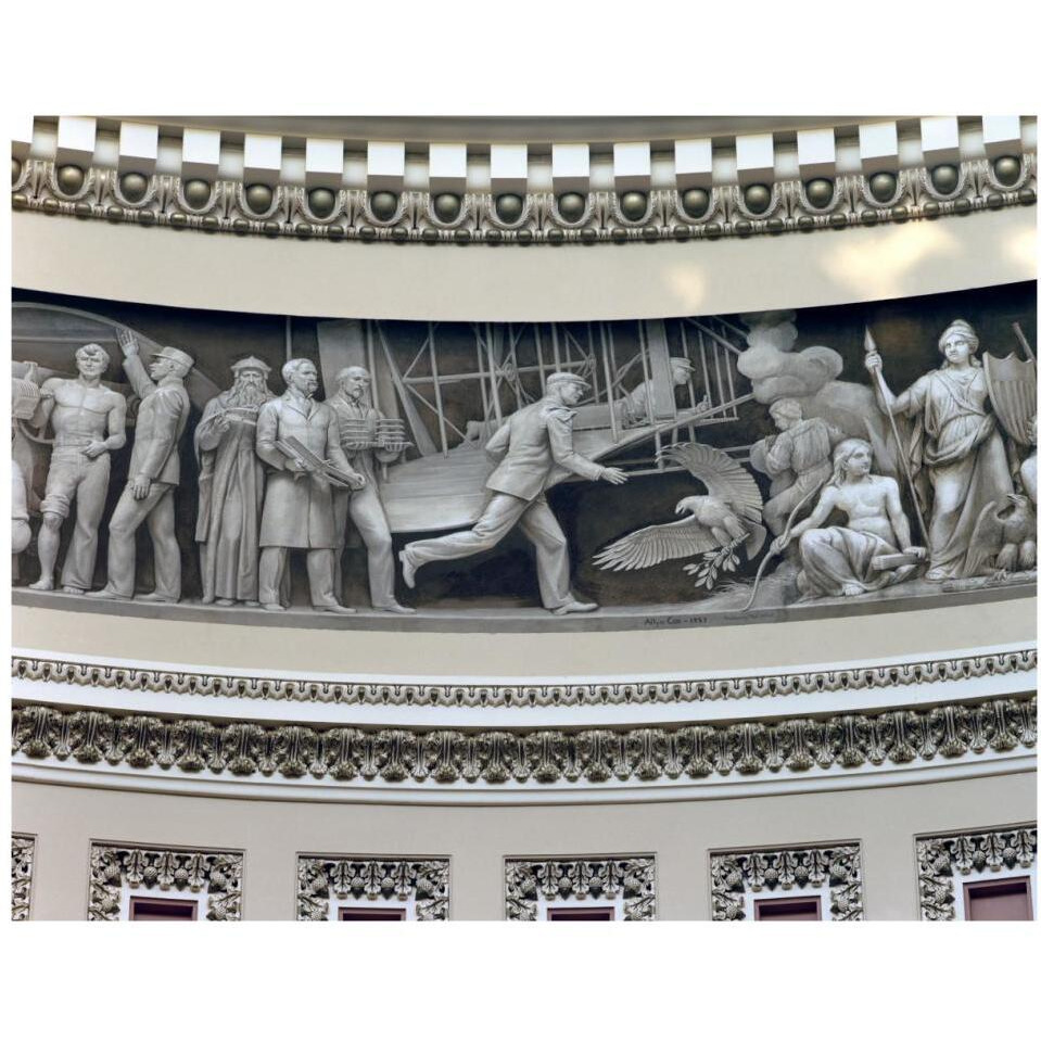 Wright Brothers frieze in U.S. Capitol dome, Washington, D.C.-Paper Art-37&quotx30"