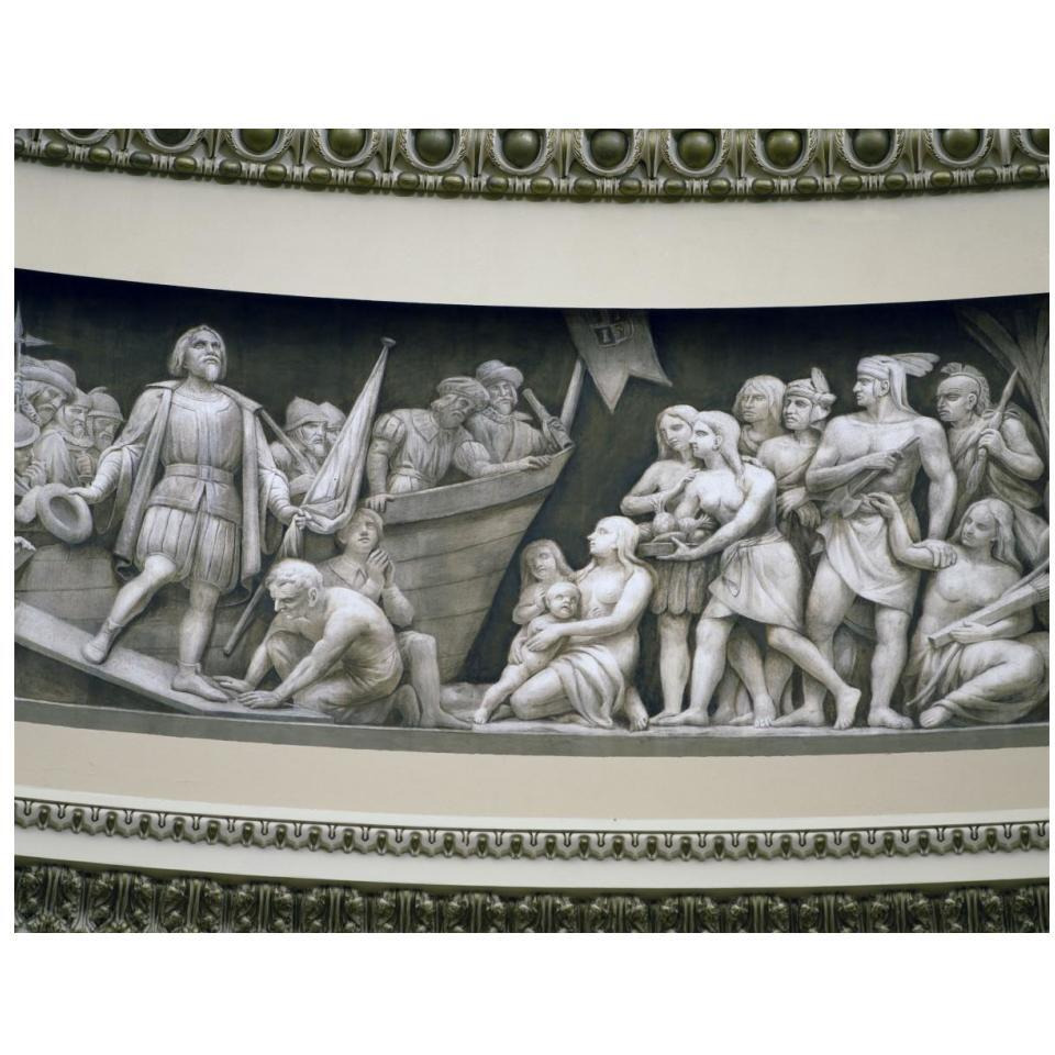 Landing of Columbus frieze in U.S. Capitol dome, Washington, D.C.-Paper Art-18&quotx14"