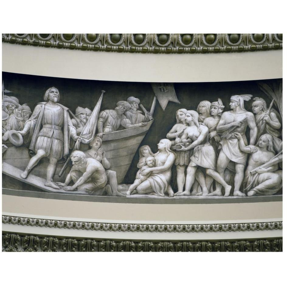 Landing of Columbus frieze in U.S. Capitol dome, Washington, D.C.-Paper Art-26&quotx20"