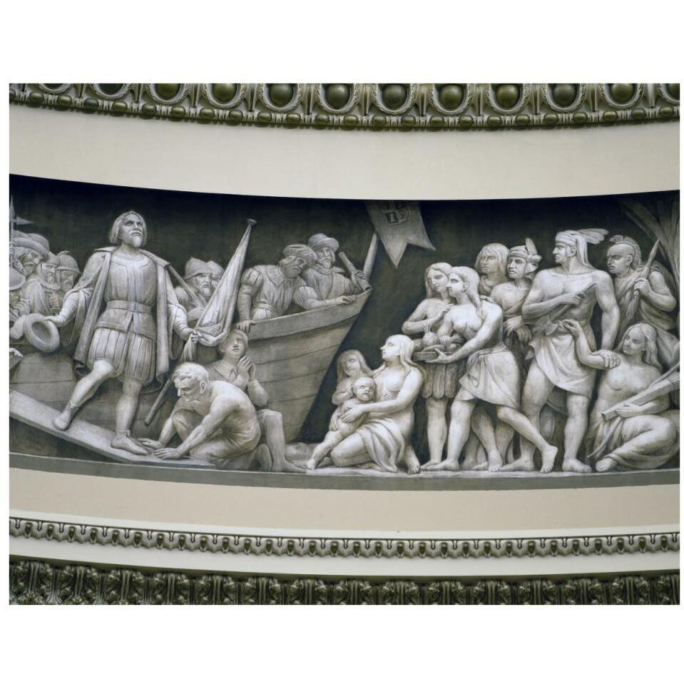 Landing of Columbus frieze in U.S. Capitol dome, Washington, D.C.-Paper Art-34&quotx26"