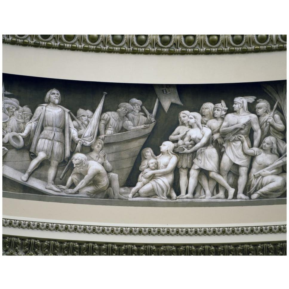 Landing of Columbus frieze in U.S. Capitol dome, Washington, D.C.-Paper Art-42&quotx32"