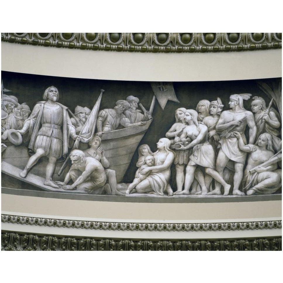 Landing of Columbus frieze in U.S. Capitol dome, Washington, D.C.-Paper Art-50&quotx38"