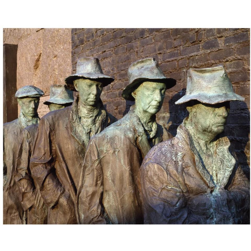 Breadline, F.D.R. Memorial, Washington, D.C.-Paper Art-37&quotx30"