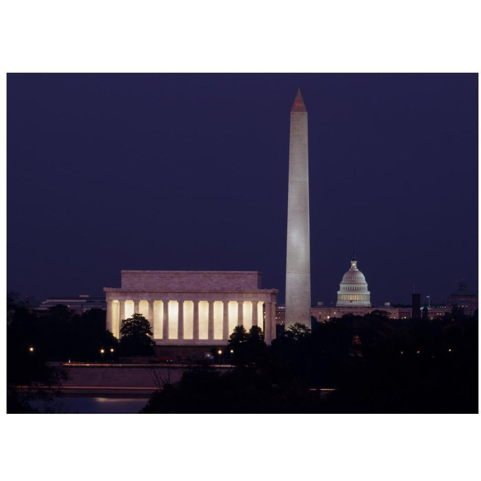 Our treasured monuments at night, Washington D.C.-Paper Art-18&quotx14"