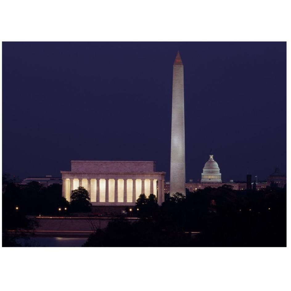 Our treasured monuments at night, Washington D.C.-Paper Art-26&quotx20"
