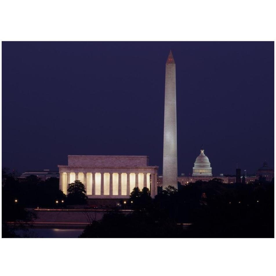 Our treasured monuments at night, Washington D.C.-Paper Art-34&quotx26"