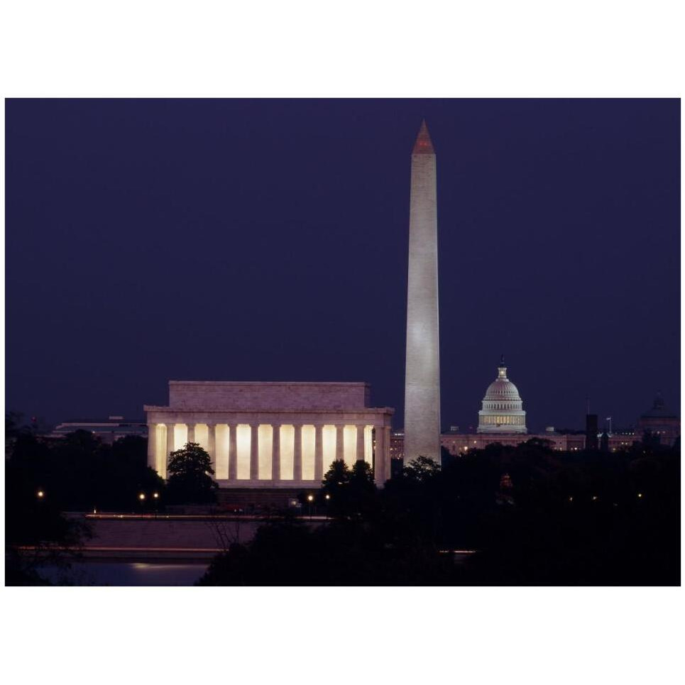 Our treasured monuments at night, Washington D.C.-Paper Art-42&quotx32"
