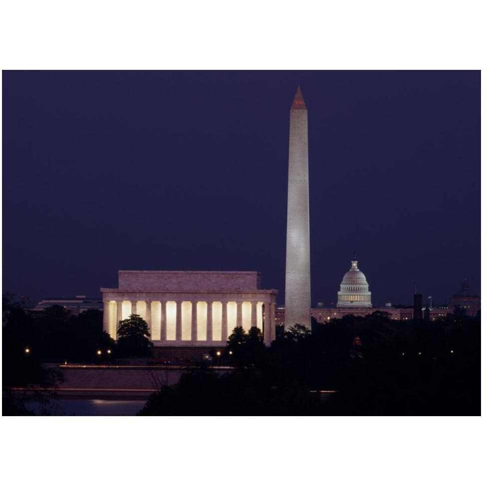 Our treasured monuments at night, Washington D.C.-Paper Art-50&quotx38"