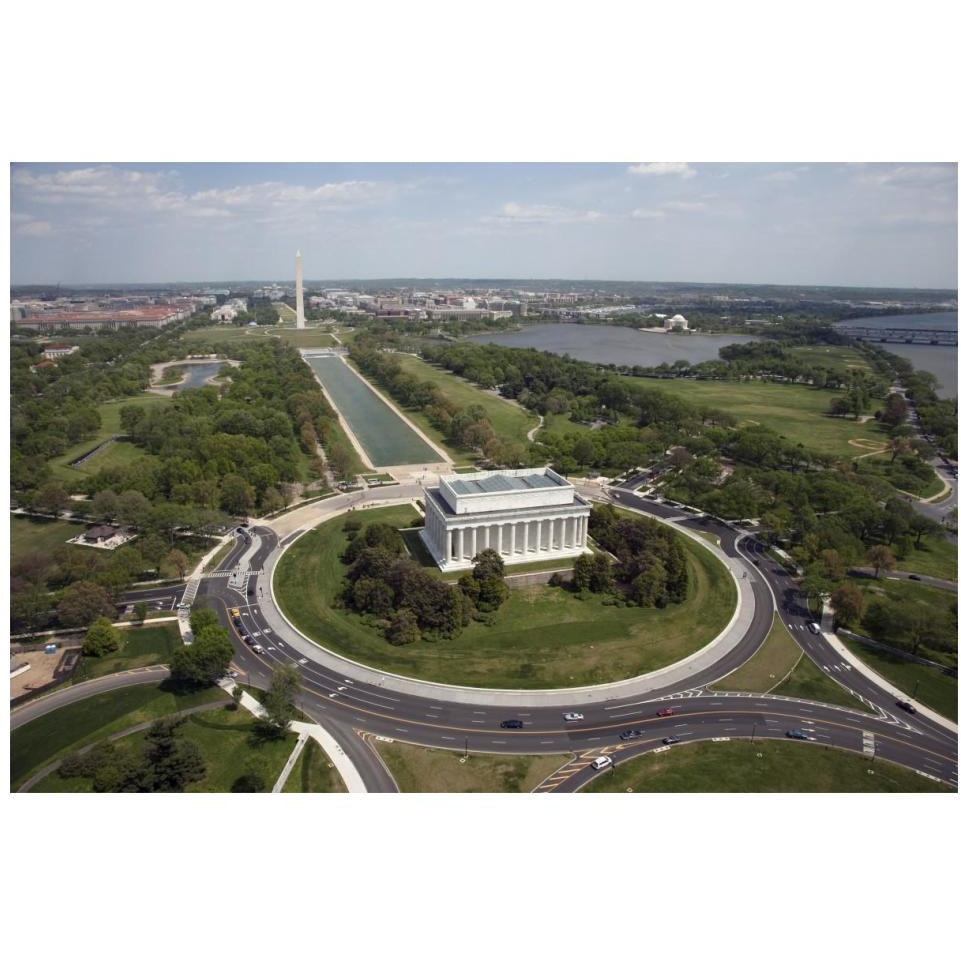 Aerial of Mall showing Lincoln Memorial, Washington Monument and the U.S. Capitol, Washington, D.C.-Paper Art-20&quotx14"