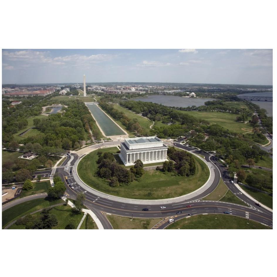 Aerial of Mall showing Lincoln Memorial, Washington Monument and the U.S. Capitol, Washington, D.C.-Paper Art-26&quotx18"