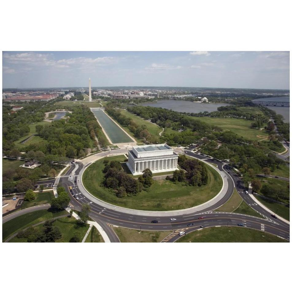Aerial of Mall showing Lincoln Memorial, Washington Monument and the U.S. Capitol, Washington, D.C.-Paper Art-32&quotx22"