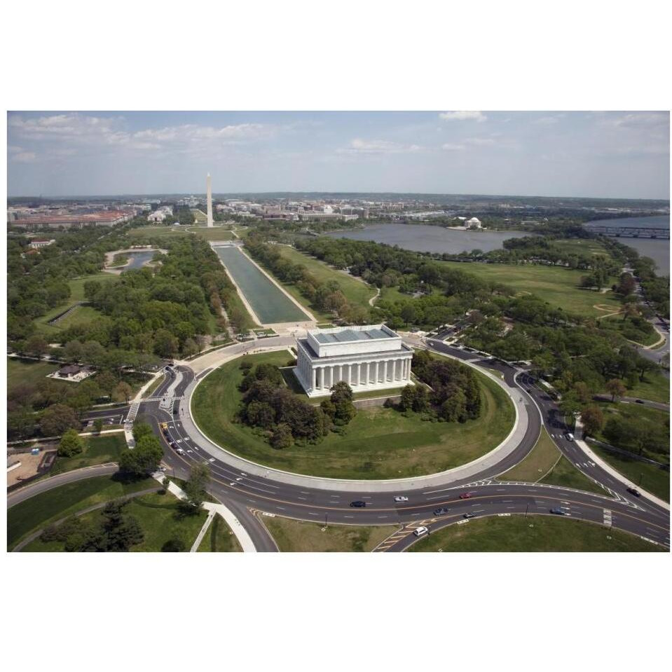 Aerial of Mall showing Lincoln Memorial, Washington Monument and the U.S. Capitol, Washington, D.C.-Paper Art-38&quotx26"