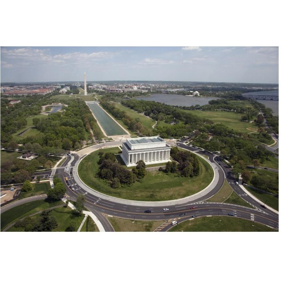 Aerial of Mall showing Lincoln Memorial, Washington Monument and the U.S. Capitol, Washington, D.C.-Paper Art-62&quotx42"