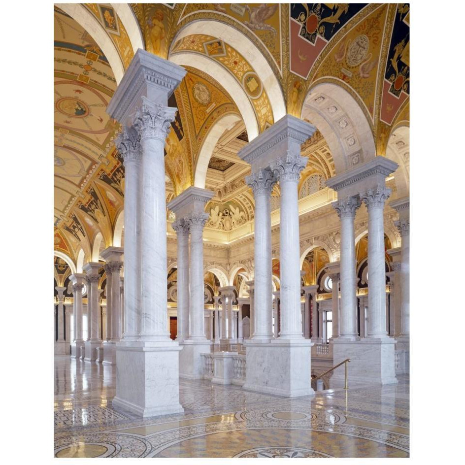 Great Hall, second floor, north. Library of Congress Thomas Jefferson Building, Washington, D.C.-Paper Art-20&quotx26"