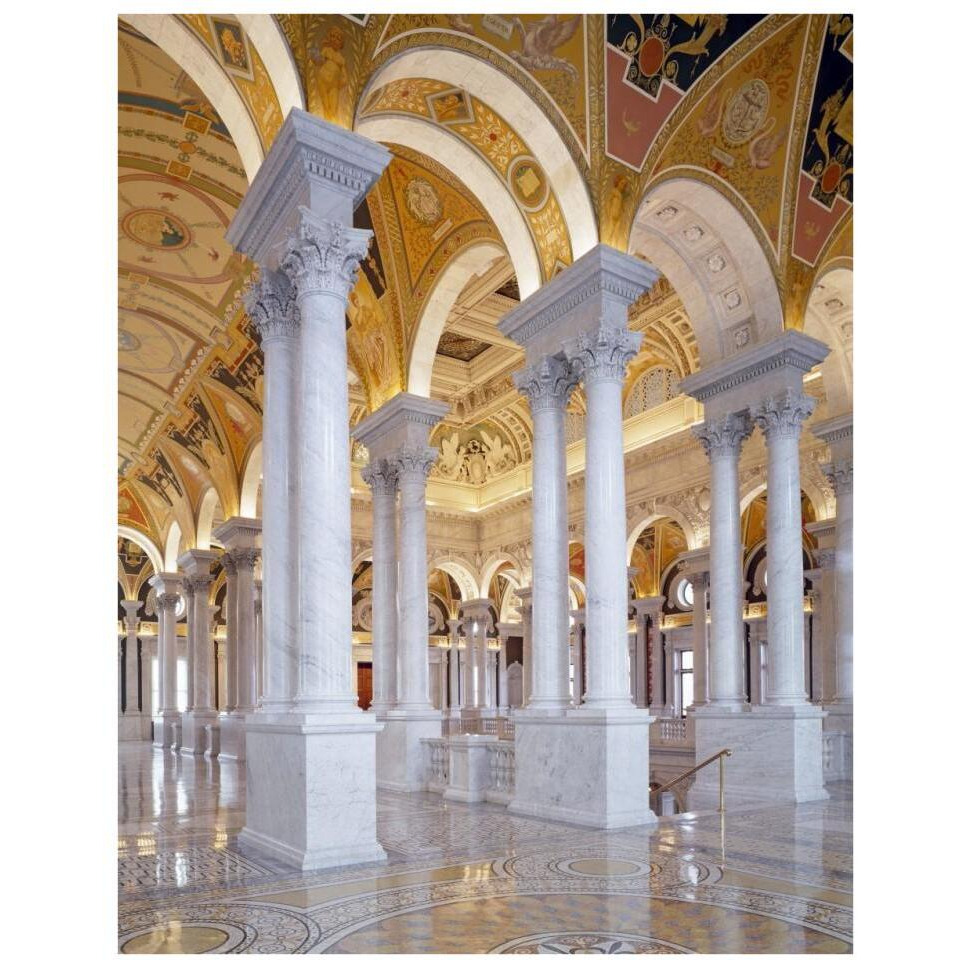 Great Hall, second floor, north. Library of Congress Thomas Jefferson Building, Washington, D.C.-Paper Art-26&quotx34"