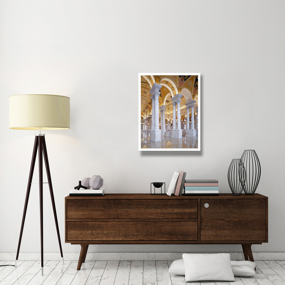 Great Hall, second floor, north. Library of Congress Thomas Jefferson Building, Washington, D.C.-Paper Art-26&quotx34"