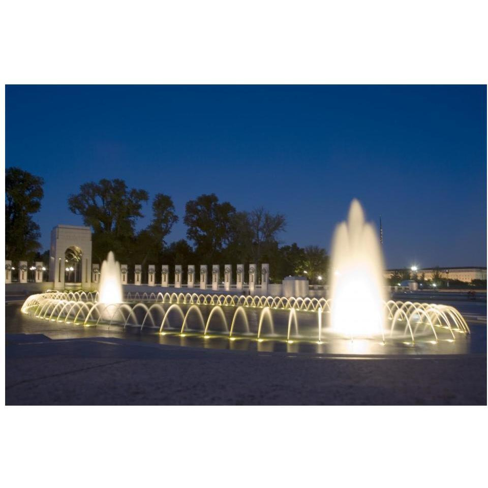 World War II Memorial Nigh), Washington, D.C.-Paper Art-20&quotx14"
