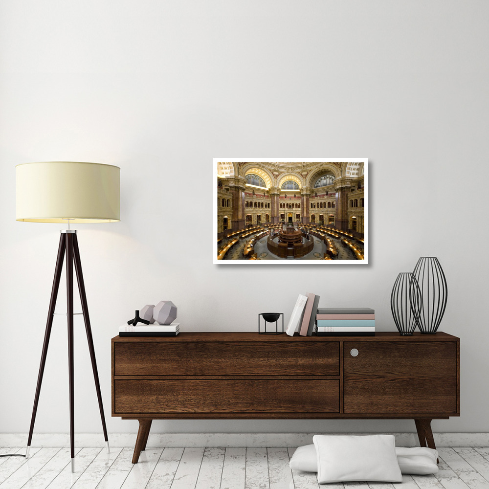 Main Reading Room. View from above showing researcher desks. Library of Congress Thomas Jefferson Building, Washington, D.C.-Paper Art-38&quotx26"