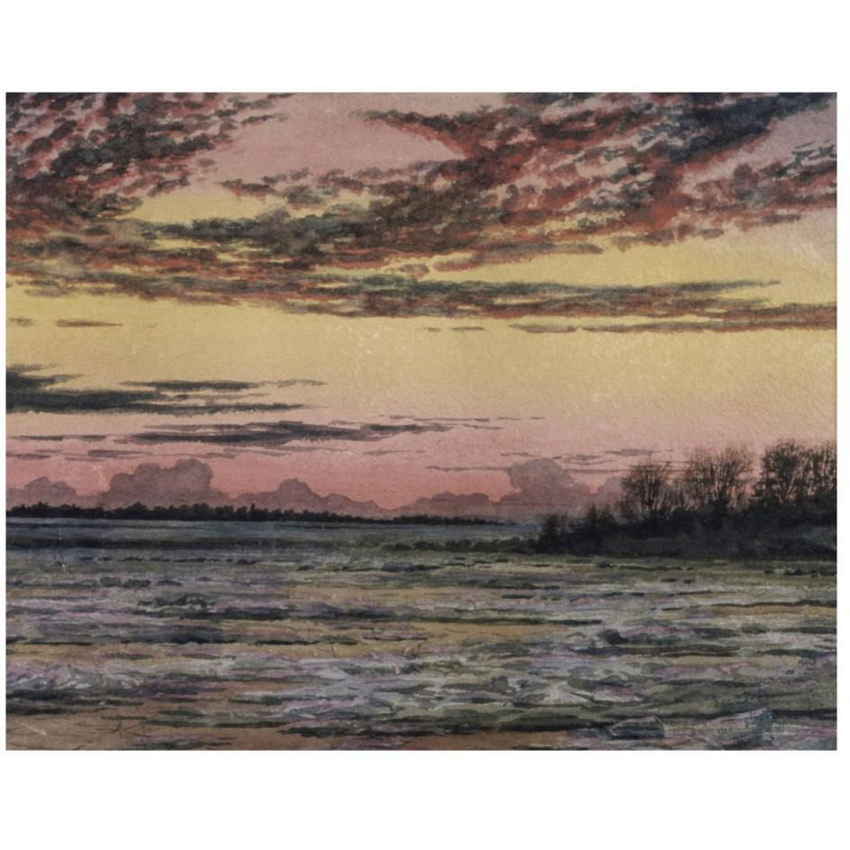 Sunset Over the Ice  - Custom Crop-Paper Art-26&quotx22"