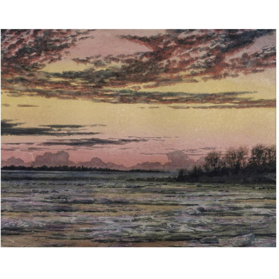 Sunset Over the Ice  - Custom Crop-Paper Art-30&quotx24"