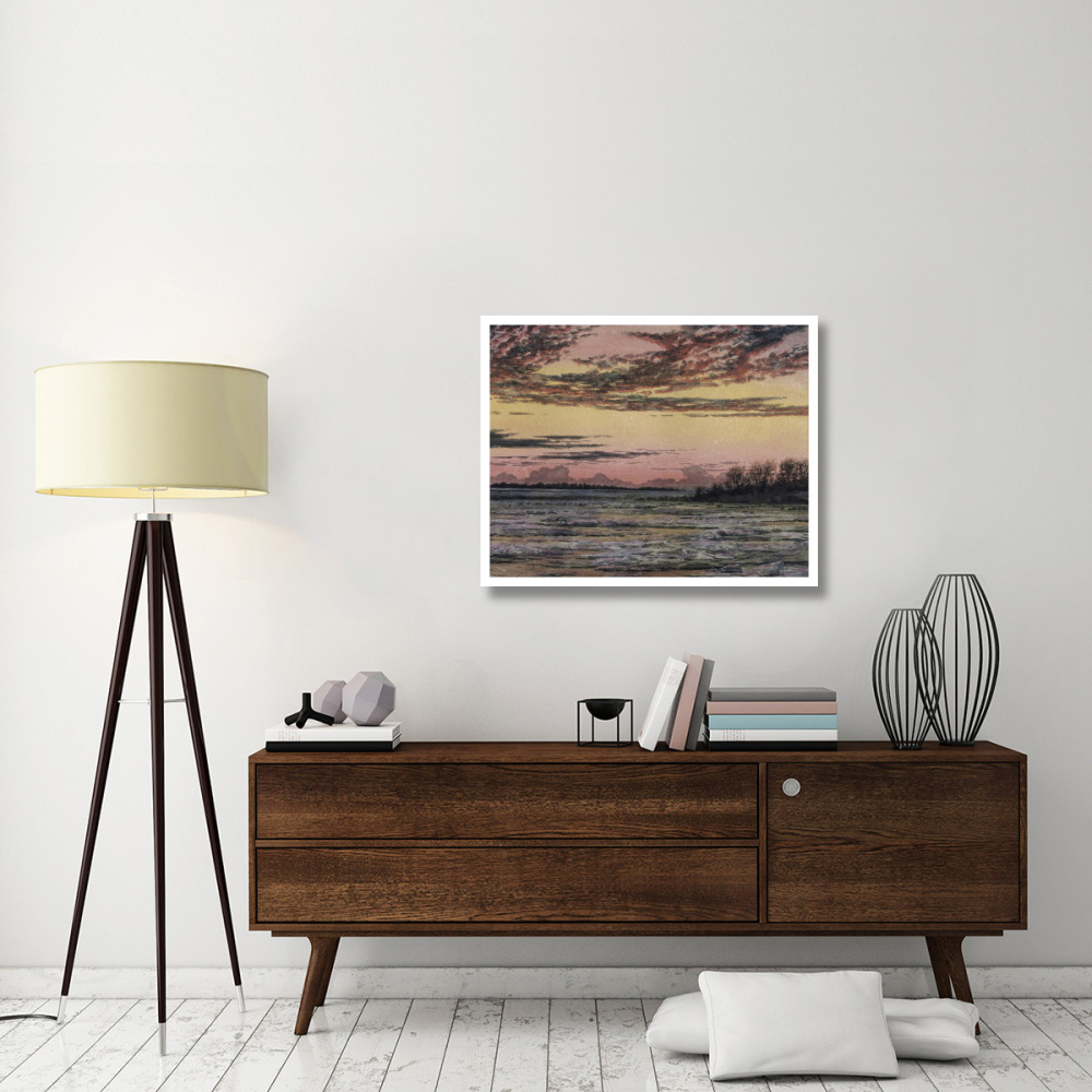 Sunset Over the Ice  - Custom Crop-Paper Art-37&quotx30"