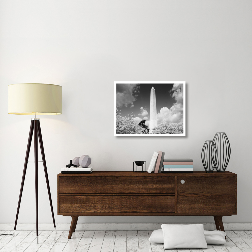 Washington Monument and cherry trees, Washington, D.C. - Black and White Variant-Paper Art-34&quotx26"