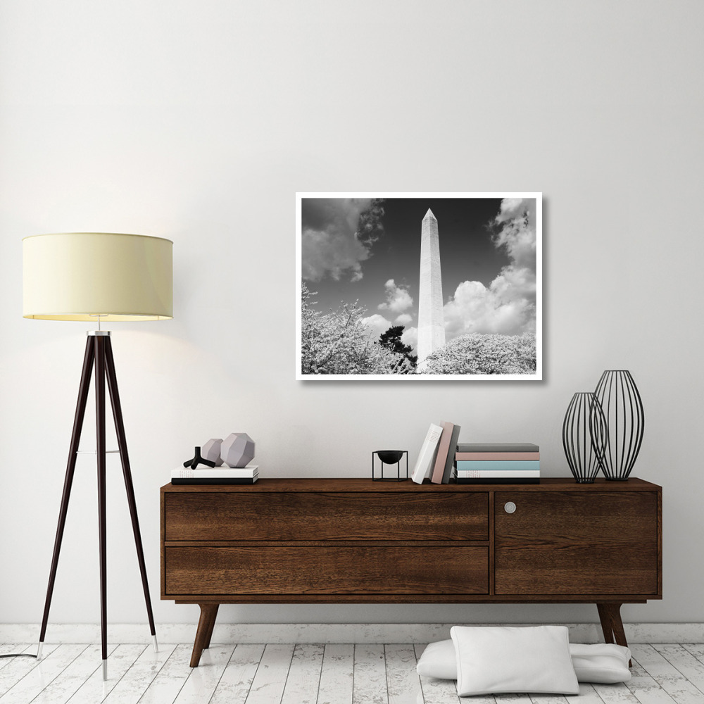 Washington Monument and cherry trees, Washington, D.C. - Black and White Variant-Paper Art-42&quotx32"