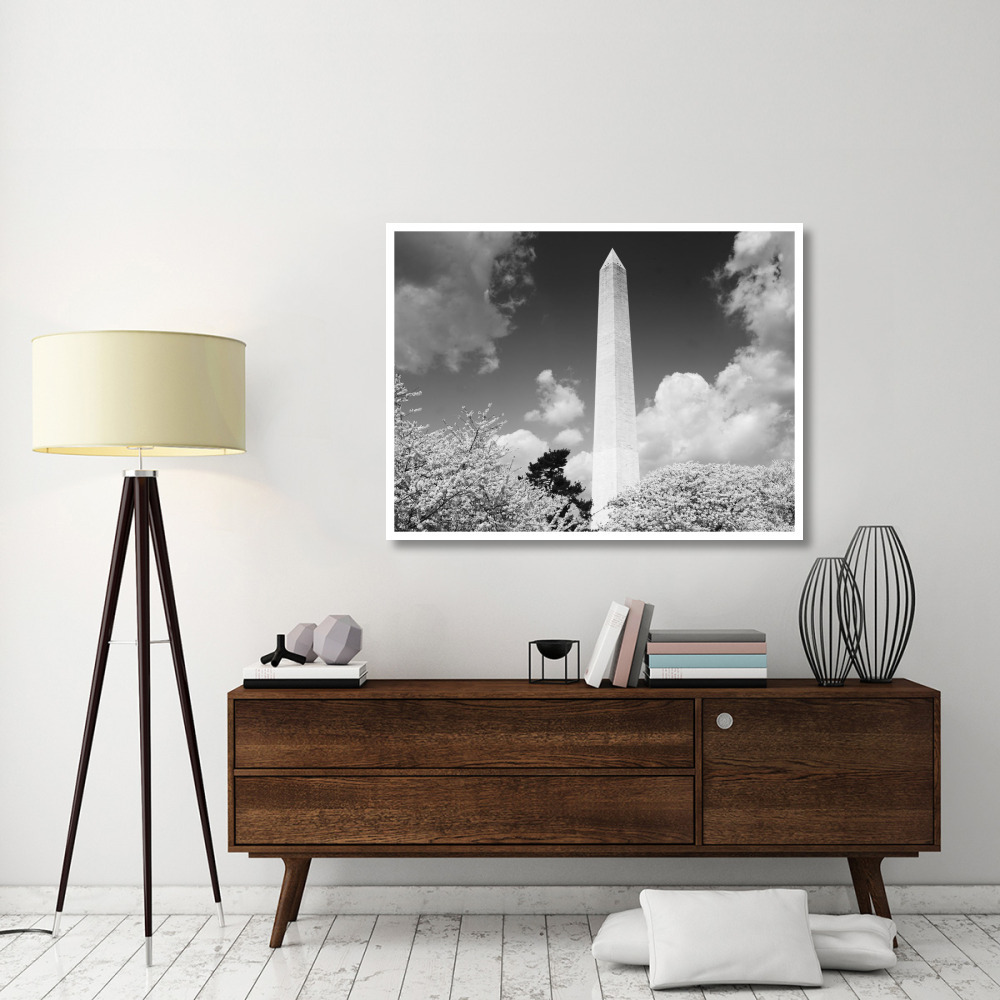 Washington Monument and cherry trees, Washington, D.C. - Black and White Variant-Paper Art-50&quotx38"