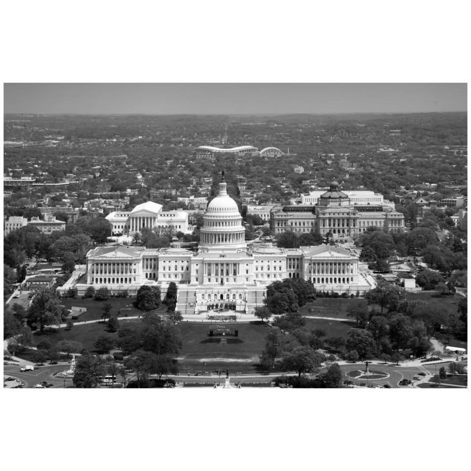 Aerial view, United States Capitol building, Washington, D.C. - Black and White Variant-Paper Art-32&quotx22"