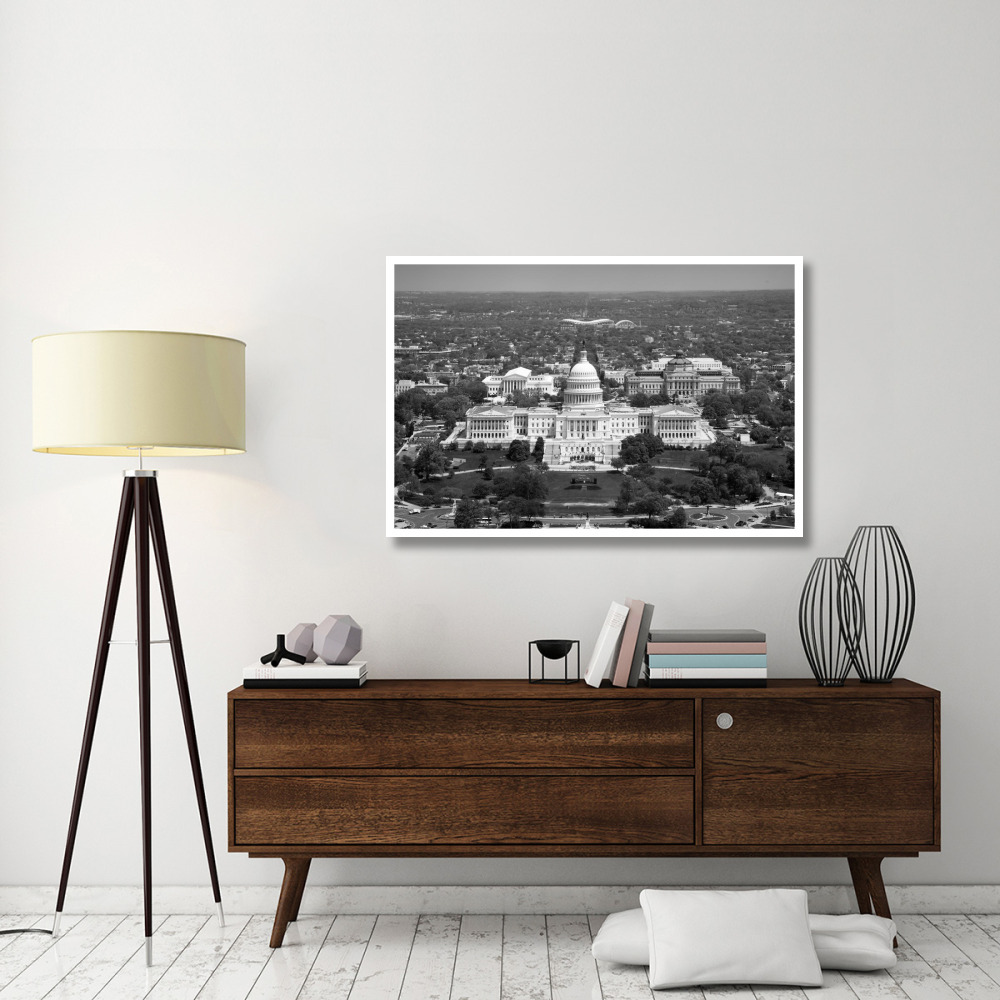 Aerial view, United States Capitol building, Washington, D.C. - Black and White Variant-Paper Art-50&quotx34"