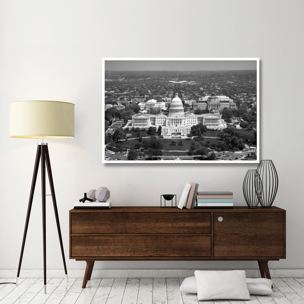 Aerial view, United States Capitol building, Washington, D.C. - Black and White Variant-Paper Art-62&quotx42"