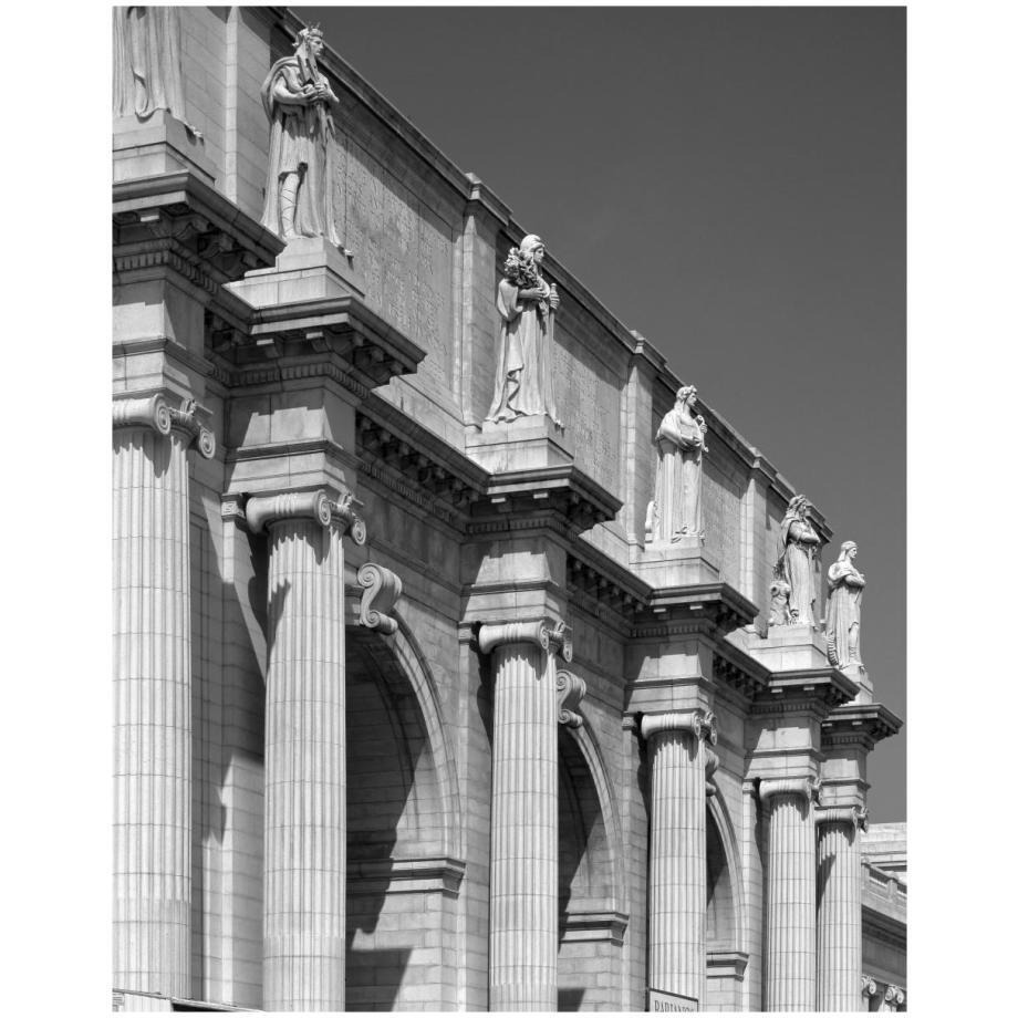 Union Station facade and sentinels, Washington, D.C. - Black and White Variant-Paper Art-18&quotx22"