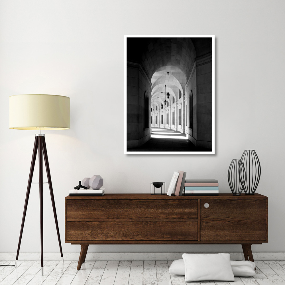 Arched architectural detail in the Federal Triangle located in Washington, D.C. - Black and White Variant-Paper Art-38&quotx50"