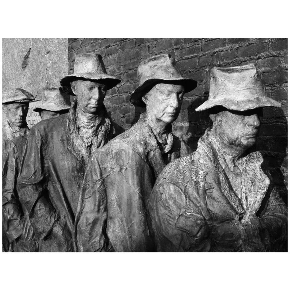 Breadline, F.D.R. Memorial, Washington, D.C. - Black and White Variant-Paper Art-42&quotx32"