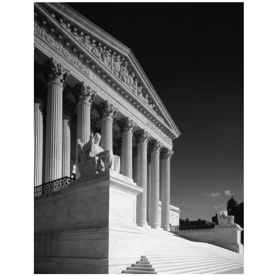U.S. Supreme Court building, Washington, D.C. - Black and White Variant-Paper Art-32&quotx42"