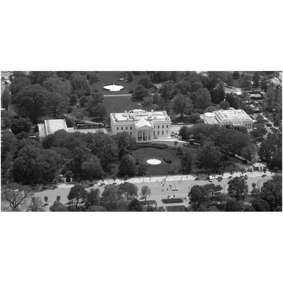 Aerial view of the White House, Washington, D.C. - Black and White Variant-Paper Art-38&quotx20"