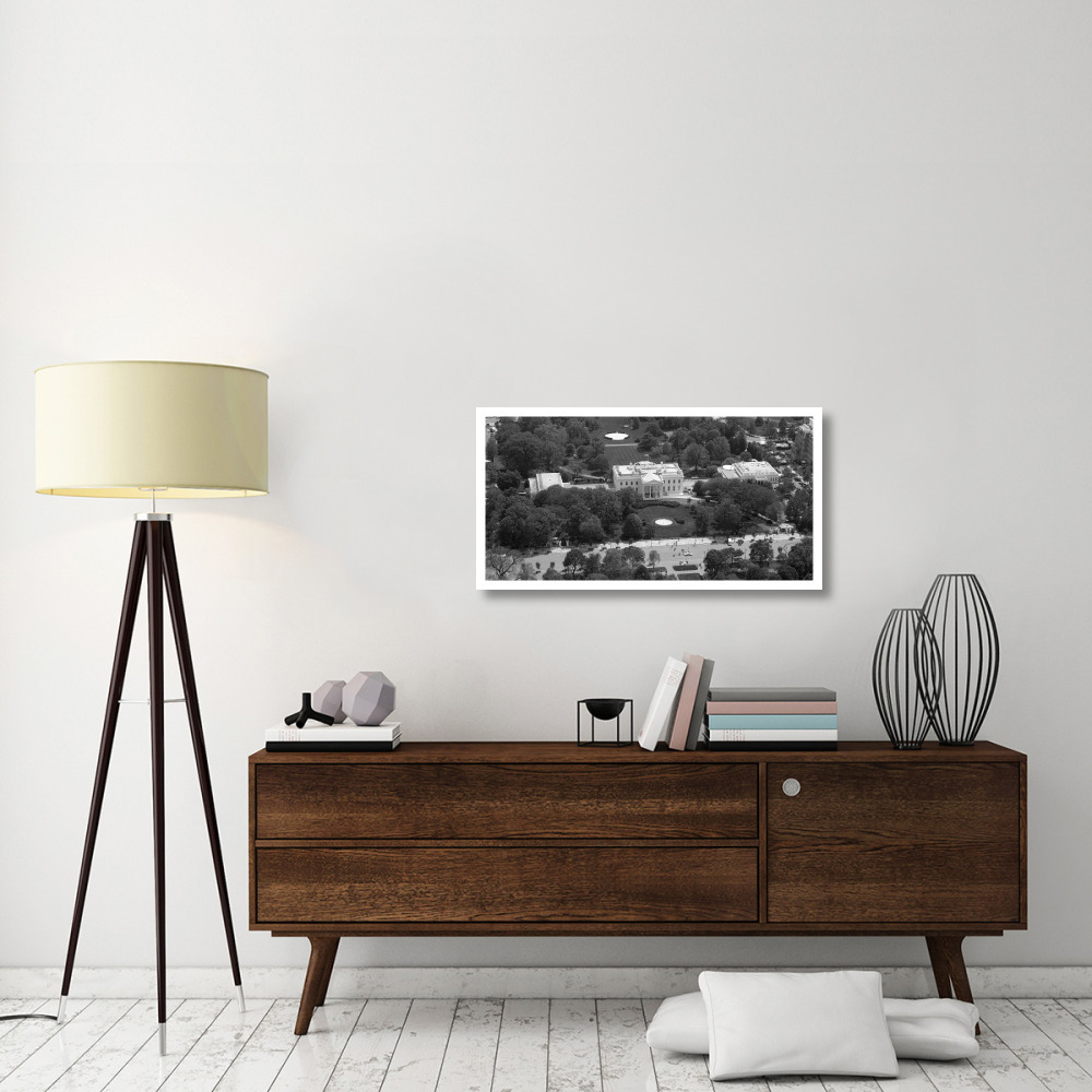 Aerial view of the White House, Washington, D.C. - Black and White Variant-Paper Art-38&quotx20"