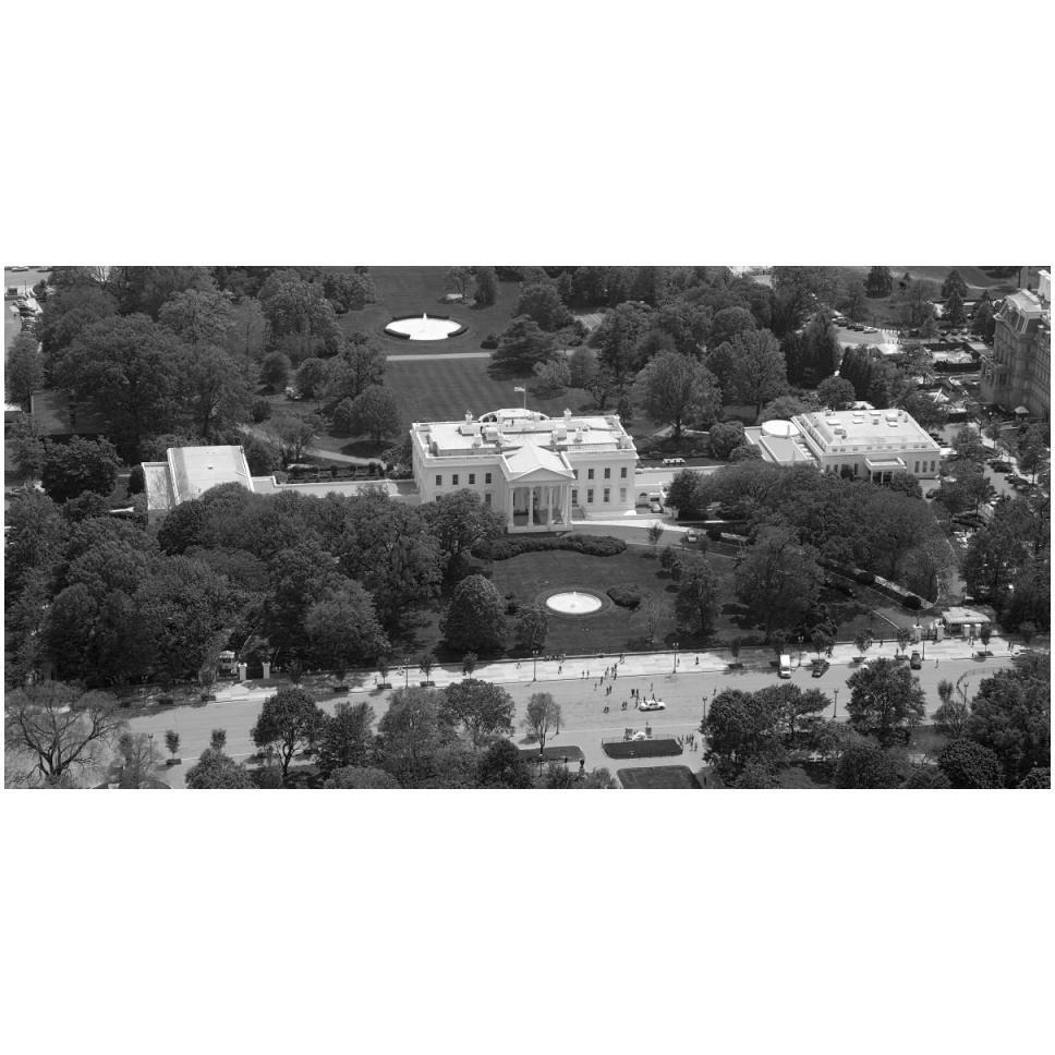 Aerial view of the White House, Washington, D.C. - Black and White Variant-Paper Art-50&quotx26"