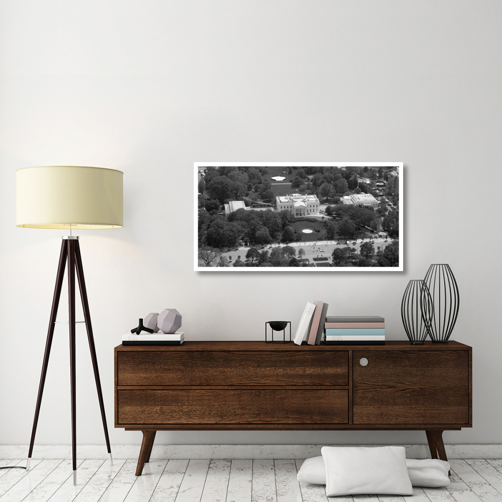 Aerial view of the White House, Washington, D.C. - Black and White Variant-Paper Art-50&quotx26"