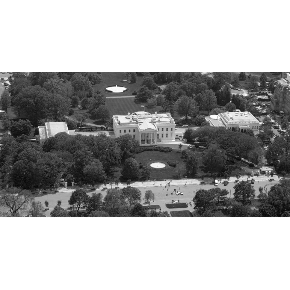 Aerial view of the White House, Washington, D.C. - Black and White Variant-Paper Art-62&quotx32"