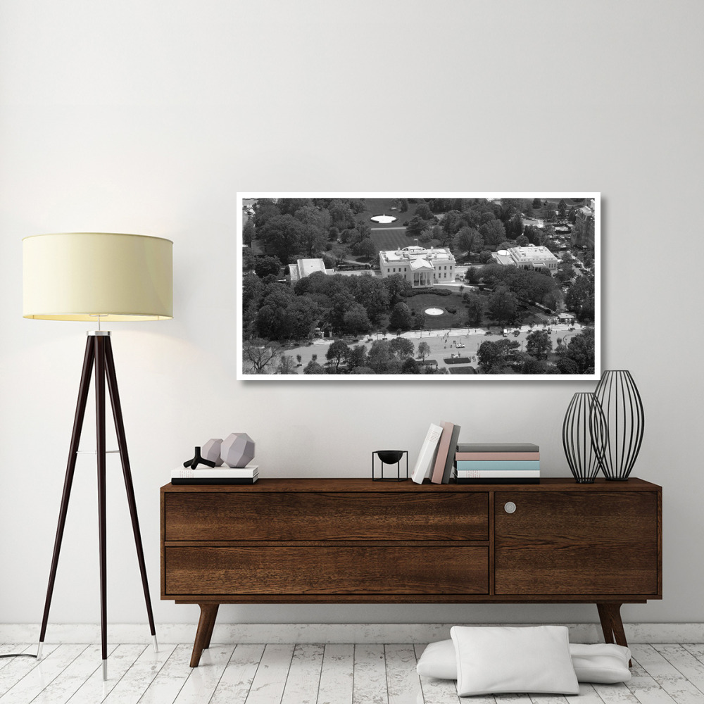 Aerial view of the White House, Washington, D.C. - Black and White Variant-Paper Art-62&quotx32"