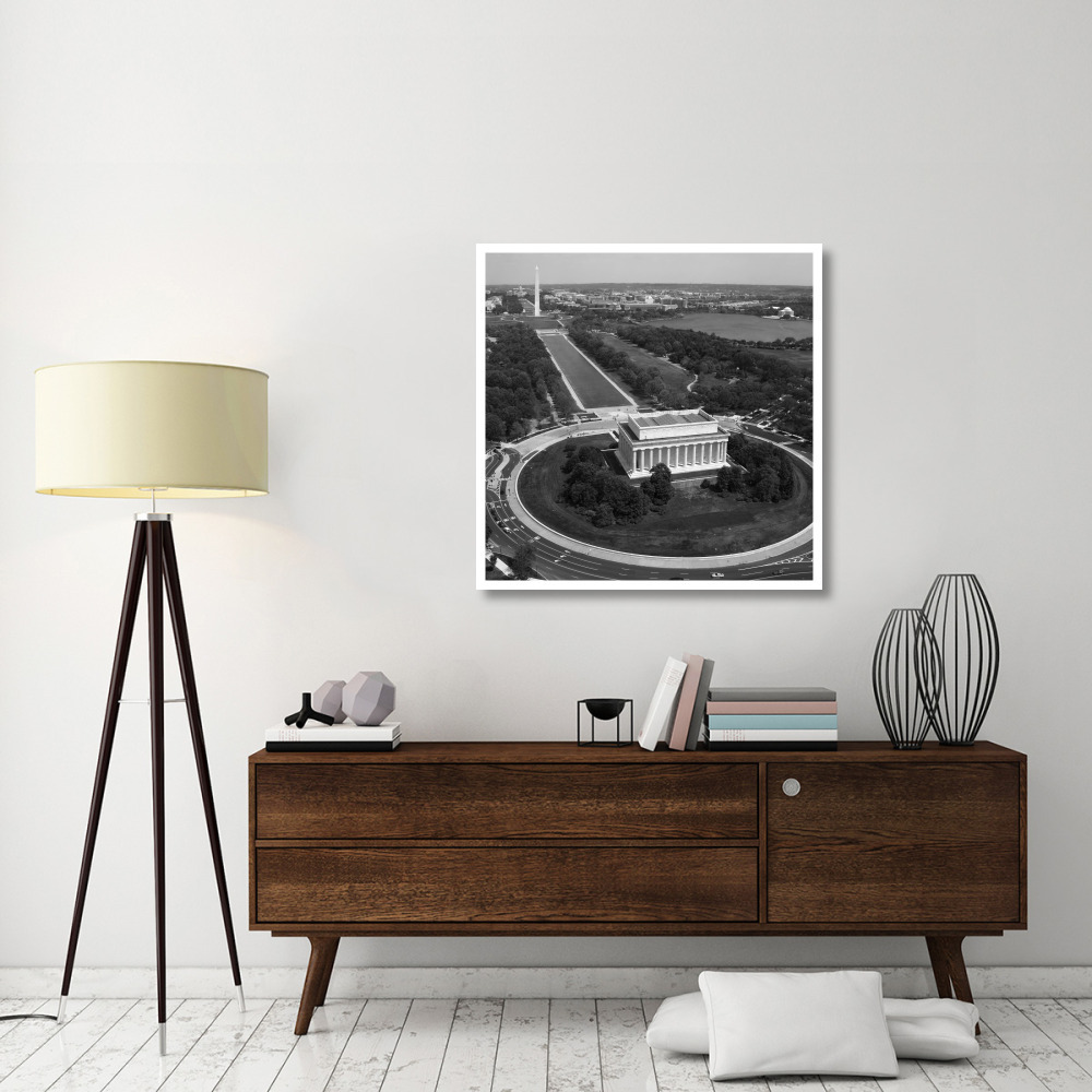 Aerial of Mall showing Lincoln Memorial, Washington Monument and the U.S. Capitol, Washington, D.C. - Black and White Variant-Paper Art-38&quotx38"